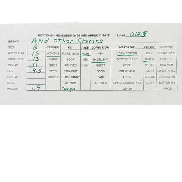 & Other Stories Womens Relaxed Wide Leg Cargo Jeans Black Wash High Rise Sz 6 - Picture 9 of 9